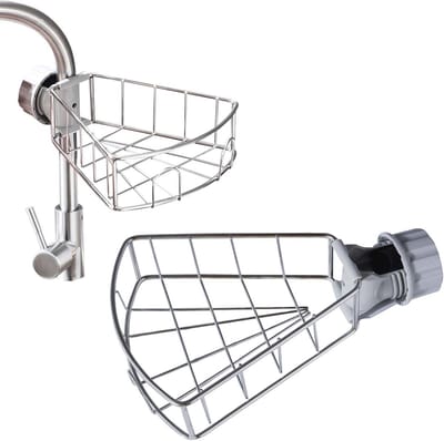 Sponshouder Gootsteen Caddy Organizer - Keuken RVS Kraan Opbergrek - Afvoerrek voor Keuken & Badkamer Accessoires
