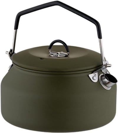 Koffiezetapparaat Waterkoker - Fluitende Theepot - Outdoor Reizen - Draagbaar Handvat - 1 Liter - Legergroen