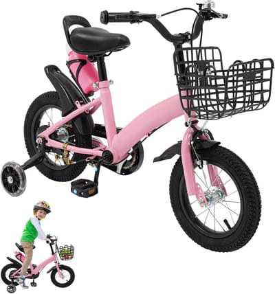 Kinderfiets - Loopfiets - Leren fietsen - Met zijwielen - 12 inch - Roze