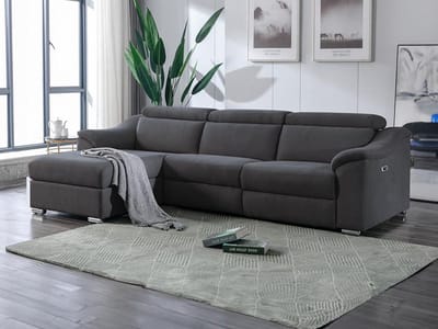 Vente-unique Relaxhoekbank van stof antraciet PEDRERA - Hoek links