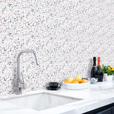Zelfklevende tegelstickers voor keuken en badkamer - 30 Pedro Terrazzo tegelstickers - 30 stickers 20x20cm