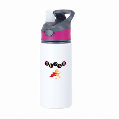 Hacebo® - super baby met cape waterfles met rietje roze - Baby - super baby - verjaardag - geboorte - baby shower - cadeau - kado - geschenk - gift - water fles - 650ML