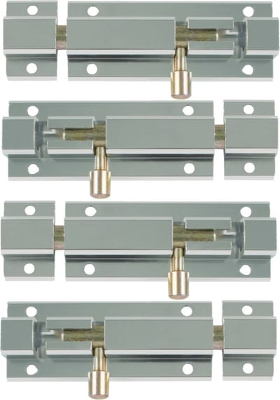 AMIG schuifslot/plaatgrendel - 4x - aluminium - 15cm - wit - incl schroeven - deur - raam