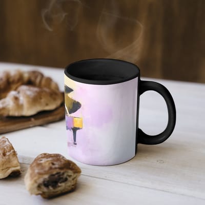 Magische Mok - Foto op Warmte Mokken - Koffiemok - Piano - Pastel - Elegant - Dromerig - Magic Mok - Beker - 350 ML - Theemok