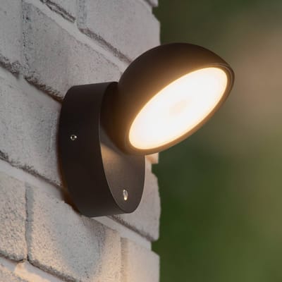 Lucide FINN - Wandlamp Binnen/Buiten - LED - 1x12W 3000K - IP54 - Dag/nacht sensor - Zwart
