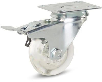 Transparant Meubel zwenkwiel geremd met topplaat - 50mm - 50kg
