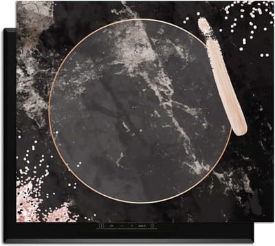 KitchenArt - Midnight Rose - Inductie Beschermer - 65x52 cm - Kookplaat Beschermer - Luxe Afdekplaat Inductieplaat - Anti-slip & Oprolbaar - Beschermmat Inductiekookplaat