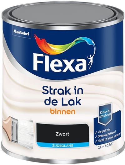 Flexa - Strak In De Lak Binnenlak Zijdeglans - Zwart - Mengverf - 1 L