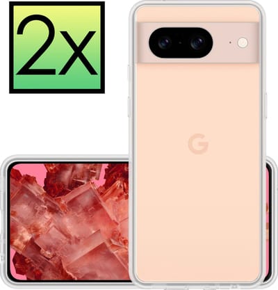 Hoesje - 2 Stuks - Geschikt voor Google Pixel 8 - Sterk & Shockproof - Case Siliconen - Back Cover - Telefoon Hoes - Transparant