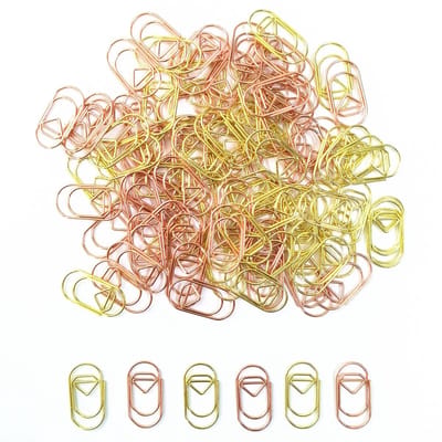Dailygoods- Mini-Diamantklemmen 100 Stuks - Paperclips Goud/Roségoud - Papierklemmen - Bladwijzers - Documentorganisatie - Roestvrij Staal