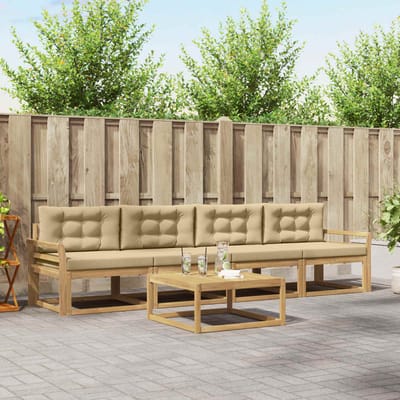 vidaXL - Buiten - bank - set - 4 - st - Wit - en - Beige