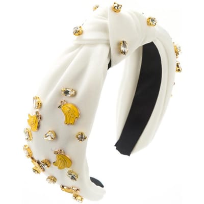 Dames Haarband Elastisch Ontwerp Knoop Brede Hoofdband Glanzende Strass Steentjes Fruit Watermeloen Ananas Banaan Decoratie Hoofdband beige