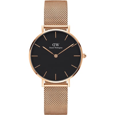 Daniel Wellington Petite Black Melrose horloge  (32 mm) - Goudkleurig