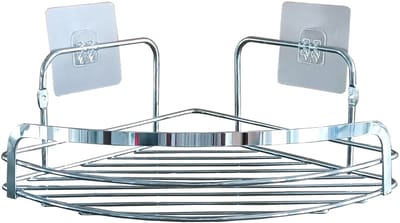 Wicotex - Zeepbakje Hoekmodel metaal met 2 plakstrippen - Chrome - Zeepbakje zonder boren