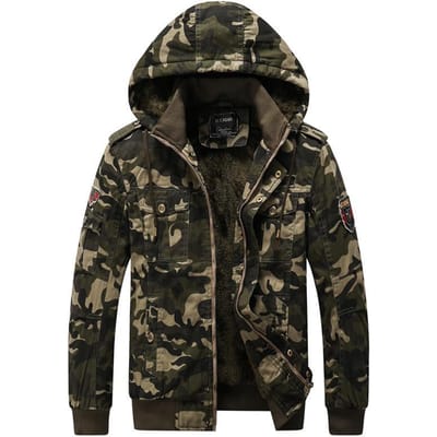 Militaire Outdoor Pure Katoen Casual Fluwelen Jas Herfst en Winter Europese en Amerikaanse Grote Maat Camouflage Jas met Capuchon 6XL