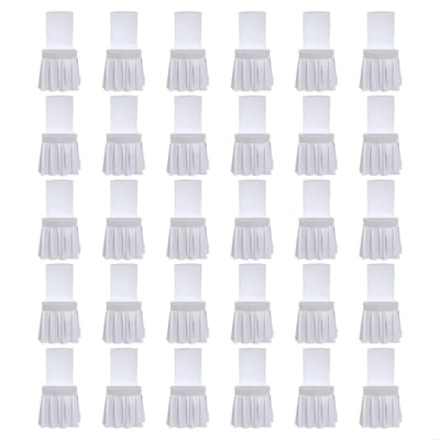 Stoelhoezen Set 30 Stuks – Met Rok – Afneembaar en Wasbaar – Beschermhoezen voor Stoelen – Voor Hotel, Restaurant en Bruiloft – Wit