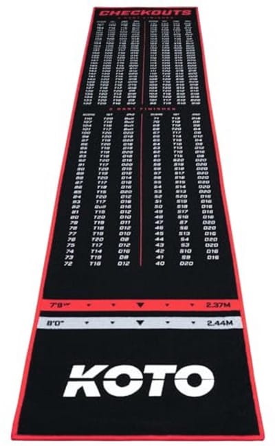 Carpet Checkout Rood 285 x 60 cm - Antislip Dartmat met Score Indicator