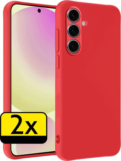 Hoesje - 2 Stuks - Geschikt voor Samsung Galaxy S24 FE - Sterk & Shockproof - Case Siliconen - Back Cover - Telefoon Hoes - Telefoonhoesjes - Rood