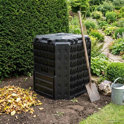 vidaXL - Tuincomposter - Zwart - 71 - x - 71 - x - 81,5 - cm - 100% - PP