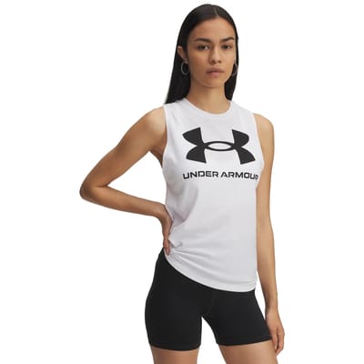 Under Armour Damen Sportshirt Logo Tanktop 1356297 White 101-L (US LG)