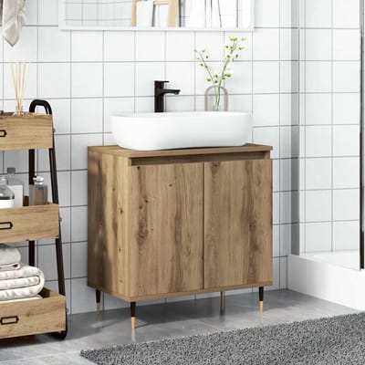 vidaXL - Badkamerkast - 58x33x60 - cm - bewerkt - hout - artisanaal - eikenkleurig