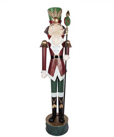 Clayre & Eef Kerstdecoratie Beeld Notenkraker 60x41x207 cm Rood Groen Metaal