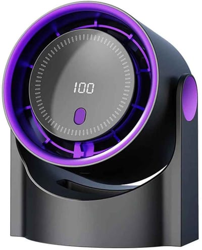 Casa Living Draagbare Elektrische Ventilator - Bladloos Design - USB Oplaadbaar - 100 Snelheden - Stil & Compact - Zwart / Paars