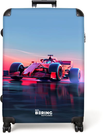 NoBoringSuitcases.com® - Koffer groot - Reiskoffer lichtgewicht - Felgekleurde raceauto bij zonsondergang - Rolkoffer met 4 wielen - Grote trolley XL - 98 liter bagage