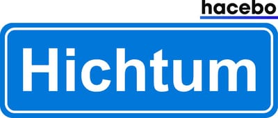 Hacebo - Plaatsnaam Sticker - 29x10 CM - Hichtum sticker - Verkeersborden sticker - grappige cadeaus - Hichtum