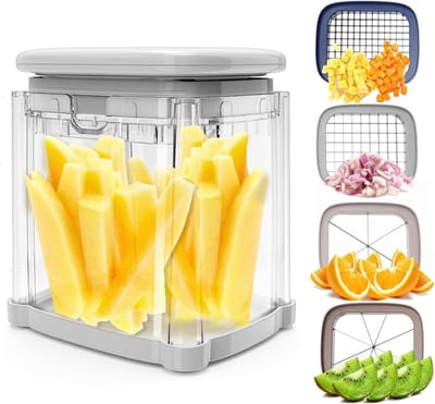 KZQ Een vier-in-één groentesnijder: frietsnijder, aardappelsnijder, uiensnijder, vleesmolen en appelsnijder – een handmatige groentesnijder met vier messen.