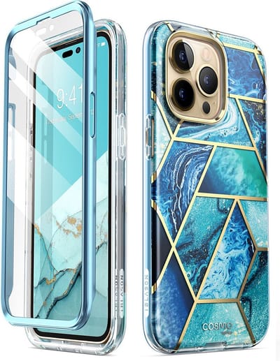 Cosmo 360 Backcase met Screenprotector Geschikt Voor iPhone 14 Pro - Ocean
