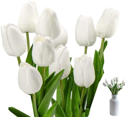 Dailygoods- Kunsttulpen 10 Stuks - Voelt Echt Aan - Kunstbloemen - Decoratie - Bruiloft - Milieuvriendelijk - PU-Materiaal