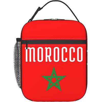 Vlag van Marokko Marokkaanse Vlag Geïsoleerde Lunchtas voor Vrouwen Kinderen Draagbare Voedseldozen Thermische Lunchbox Tote One Size red