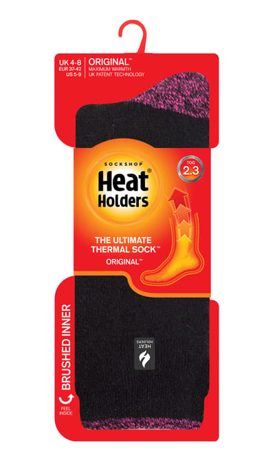 Heat Holders Dames Dikke Warme Thermische Sokken - Zwart / Berry H&T (Praag)