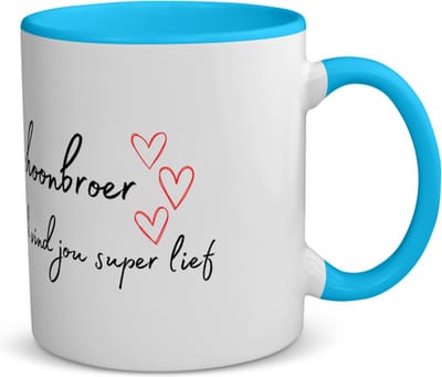 Akyol - schoonbroer ik vind jou super lief koffiemok - theemok - blauw - Broer - de liefste schoonbroer - verjaardag - cadeautje voor broer - broer artikelen - kado - geschenk - 350 ML inhoud