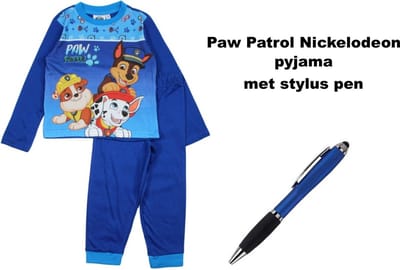 Paw Patrol - Nickelodeon Pyjama - met donkerblauwe broek - met Stylus Pen. Maat 116 cm / 6 jaar.