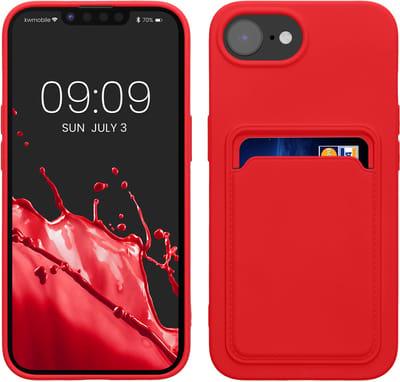 kwmobile telefoonhoesje geschikt voor Apple iPhone 17e / iPhone 16e - Hoesje met pasjeshouder - TPU case in rood