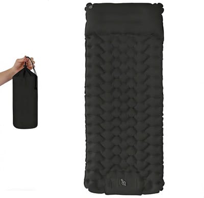 Opblaasbare Slaapmat - Reis luchtbed - Outdoor kamperen - Zelfopblaasbaar met voetpomp - 193 x 68 cm - Zwart