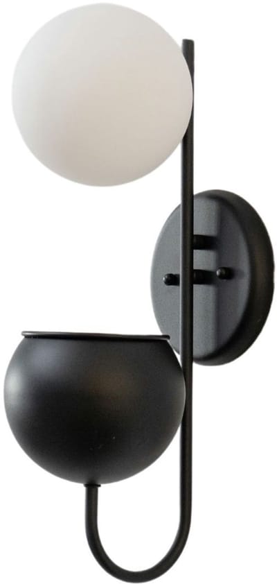 Kosilum - Florida - Wandlamp - Zwart en Wit - Metaal en glas