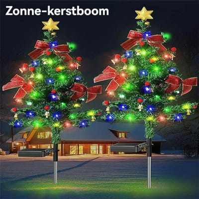 Kerstboom - buiten zonne-energie kerstboom - hoogte 80 cm-LED-lampen-Met vlinderknoop
