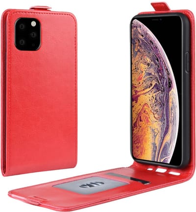 Peachy Verticale Flip kunstleer wallet hoesje geschikt voor iPhone 11 Pro Max case - Rood