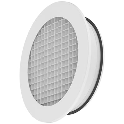Econox Rond wandrooster aluminium met vast raster – met klemveren – 125 mm – RAL 9003