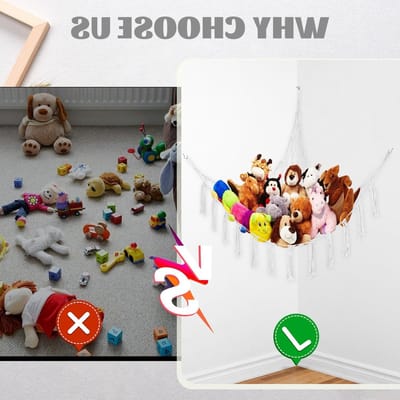 Hangmat voor knuffels, teddyberen net, opbergnet voor speelgoed, decoratie voor de kinderkamer, multifunctioneel en praktisch