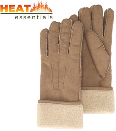 Heat Essentials - Handschoenen Dames - Beige Zand - One Size -Suede Look - Fleece - Warm en Zacht