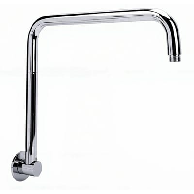 Bras de Douche en Forme de S Rotatif à 360 degrés Bras d'Extension de Douche en Acier Inoxydable avec Bride pour Accessoire de Salle de Bain white