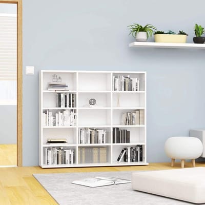 Opbergkast - Muziekrek - Cd's Organiseren - Veel Opbergvakken - 102 x 23 x 89 cm - Wit