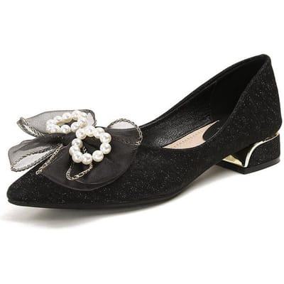 Schoenen Dames Alles-Passende Dames Enkelschoenen Parel Puntige Strik Grote Maat Dames Schoenen Schoenen Voor Bruiloft Dames Mary Janes Schoenen 33 black