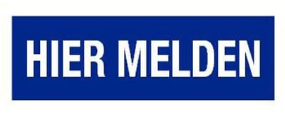 Hier melden tekstbord - kunststof 400 x 150 mm