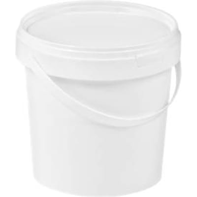 Emmer, met deksel & handvaten, 1 l, Ø 132,5 x H 131 mm, ISO-norm, voedselveilig, temperatuurbestendig, stapelbaar & nestbaar, recycleerbaar PP, wit, 10 st.