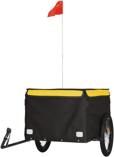 Fietskar - Transportkar fiets - Zware goederen vervoeren - Stevig ijzeren frame - 45 kg draagvermogen - Geel